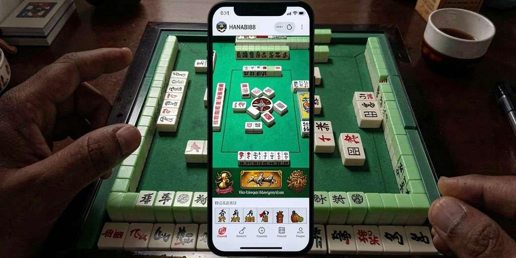 Tangkapan layar utama HANABI88 menampilkan aksi permainan Mahjong yang mendebarkan.