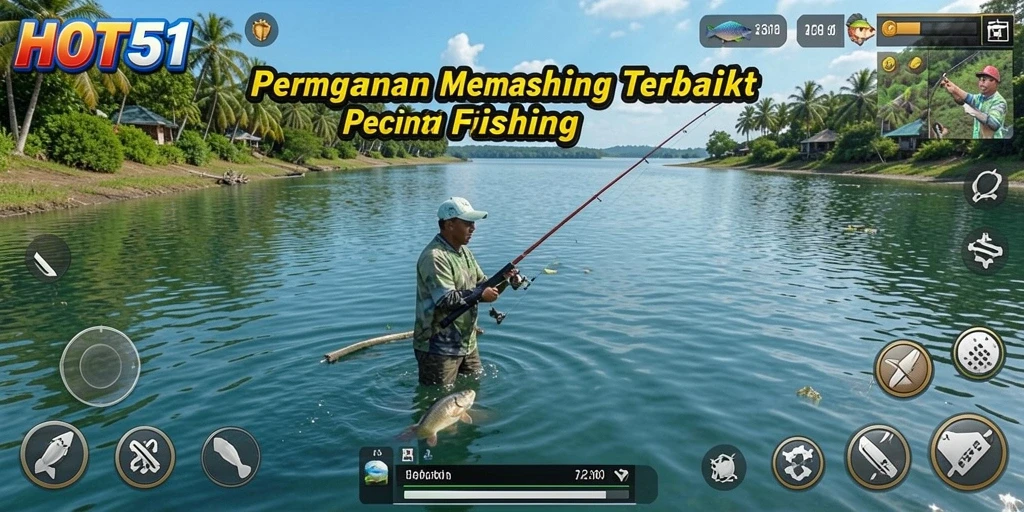 Tampilan gameplay HOT51 yang mendebarkan saat memancing.