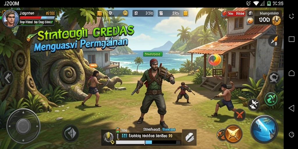 Screenshot utama <strong>J200M</strong> menampilkan intensitas pertempuran strategi yang mendebarkan.