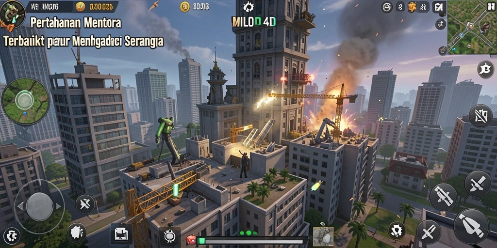 Tampilan gameplay <strong>MILO4D</strong> menekankan strategi dalam mempertahankan menara.