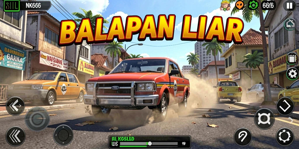 Gameplay NK666 yang menegangkan saat balapan di jalanan.