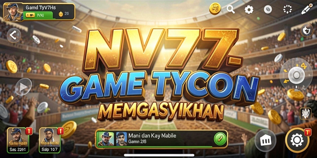 Screenshot gameplay NV77 menunjukkan keseruan mengelola bisnis Tycoon.