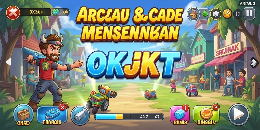 Tangkapan layar gameplay OKJKT menampilkan aksi seru dari level arcade.