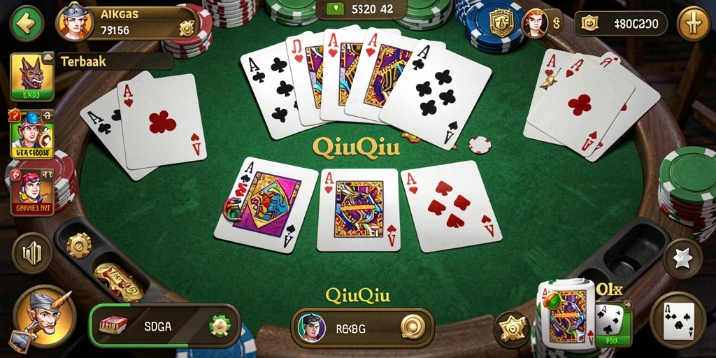 Screenshot gameplay OLX128 menampilkan serunya permainan QiuQiu.