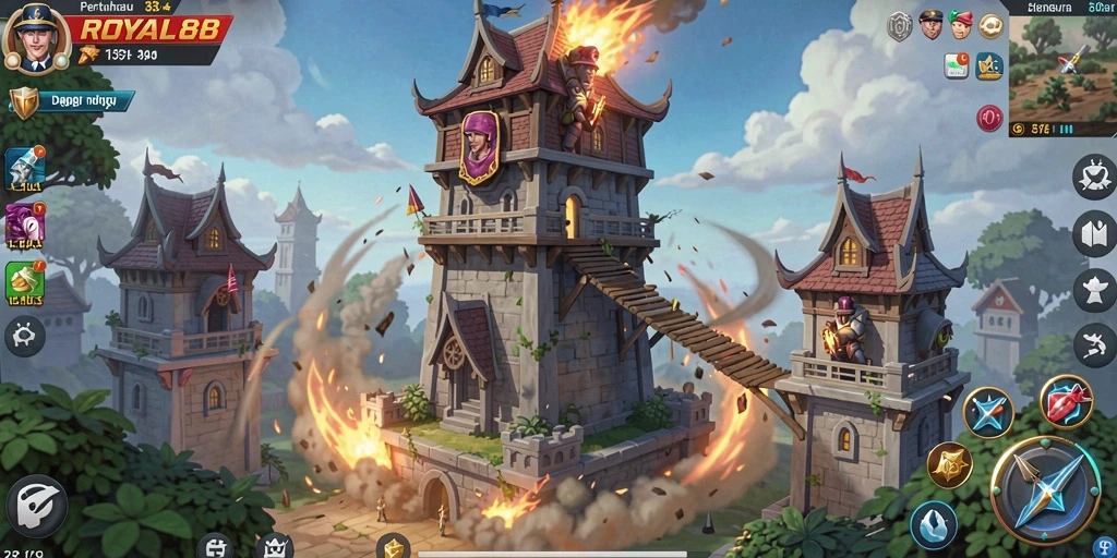 Screenshot utama ROYAL88 menampilkan aksi seru dalam gameplay Tower Defense.