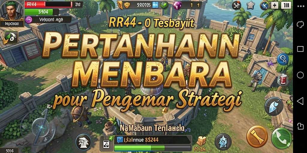 Screenshot gameplay RR44 menampilkan serangan musuh dan menara yang berfungsi.