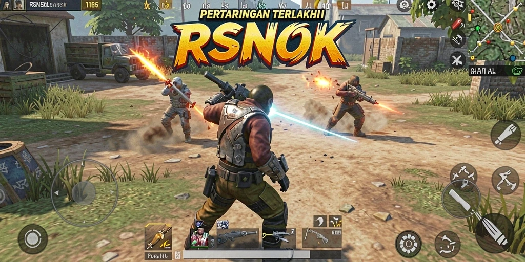 Tampilan utama gameplay RSNOK yang mendebarkan di arena Battle Royale.