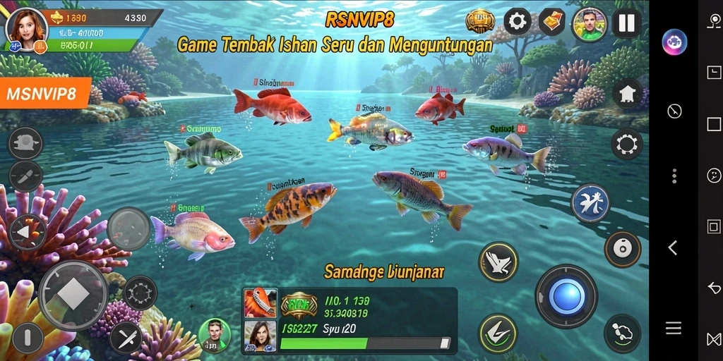 Tangkapan layar RSNVIP8 menampilkan momen seru dalam permainan Tembak Ikan.