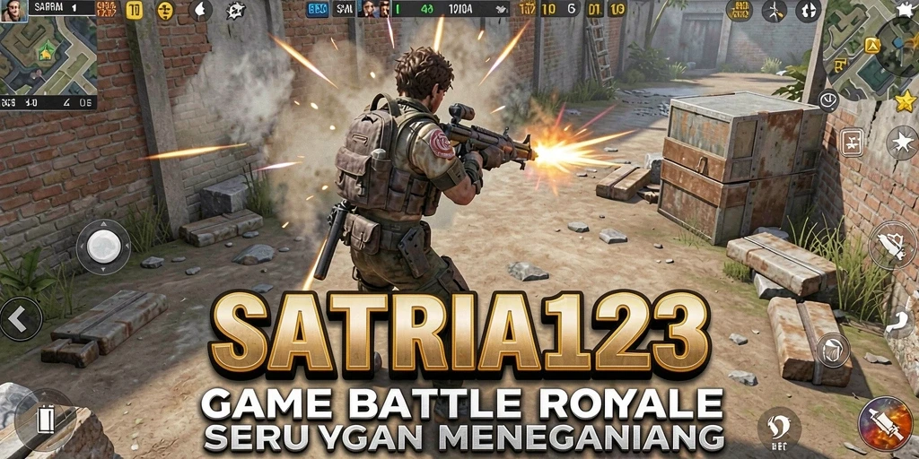Tampilan seru dari gameplay SATRIA123 dalam pertempuran Battle Royale.