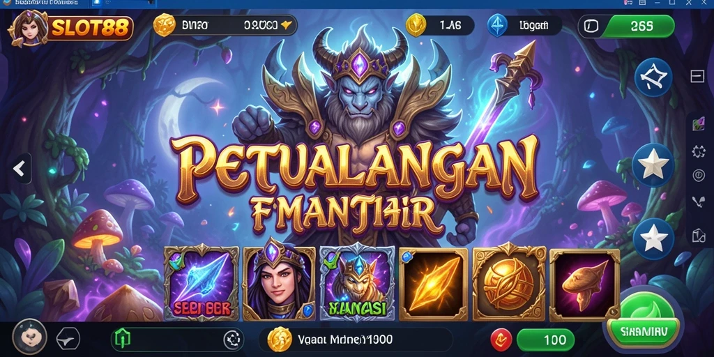 Tangkapan layar SLOT88 menampilkan pertarungan epik dalam dunia fantasi.