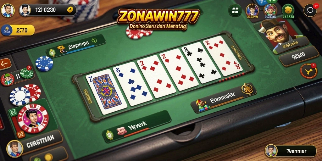 Tampilan seru gameplay Domino di ZONAWIN777.